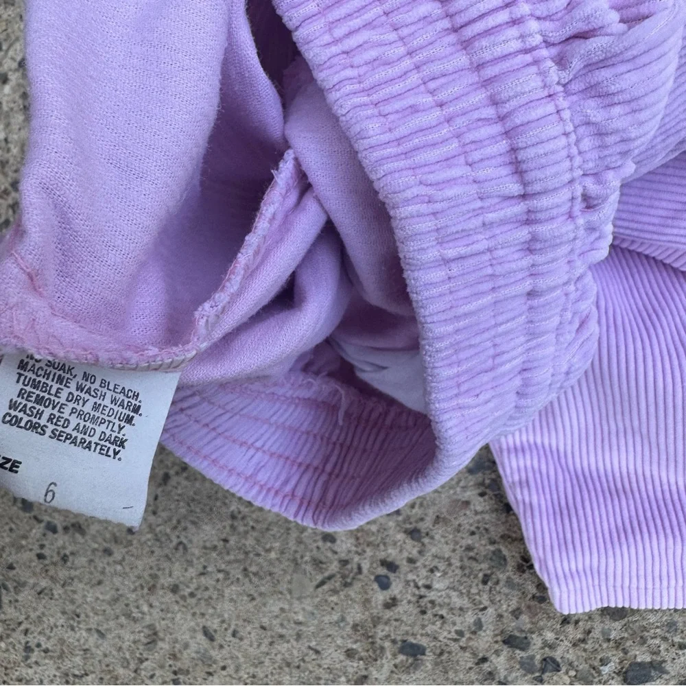 Vintage 80s 90s Oshkosh B'Gosh Pink Corduroy Floral Trim Pants Size 6